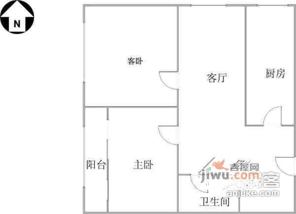 十里堡北里2室1厅1卫75㎡户型图