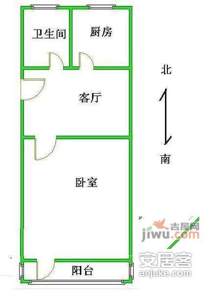 十里堡北里1室1厅1卫46㎡户型图