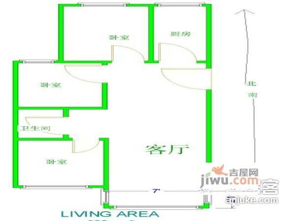 银地家园3室1厅2卫130㎡户型图