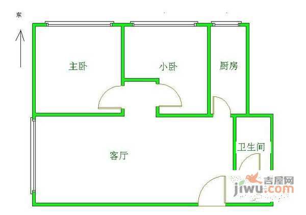 晓月苑五里2室1厅1卫121㎡户型图