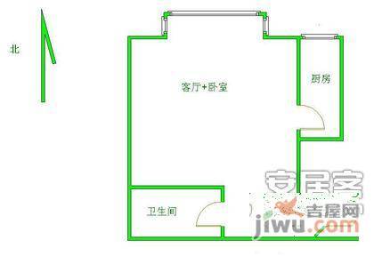 晓月苑五里1室0厅1卫50㎡户型图