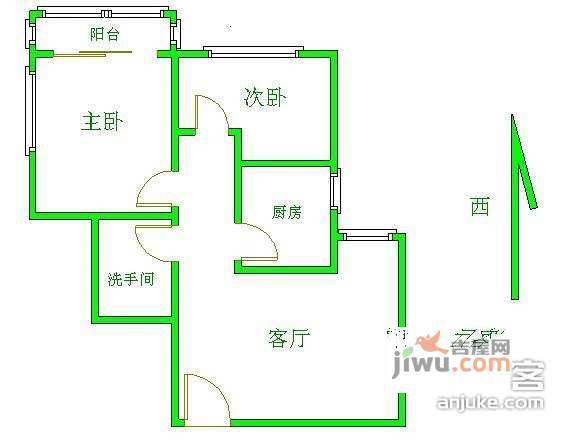 晓月苑五里2室1厅1卫121㎡户型图