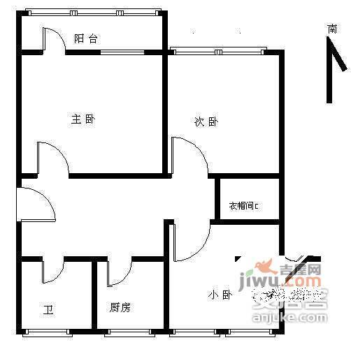 裕中西里3室1厅1卫90㎡户型图