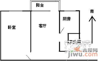 裕中西里1室1厅1卫56㎡户型图