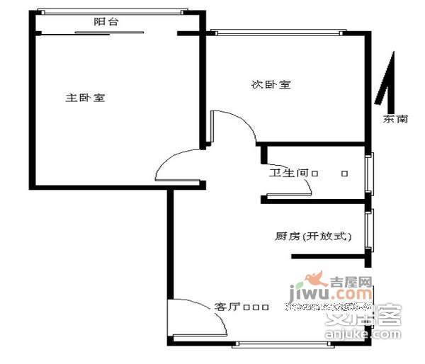 裕中西里2室1厅1卫73㎡户型图