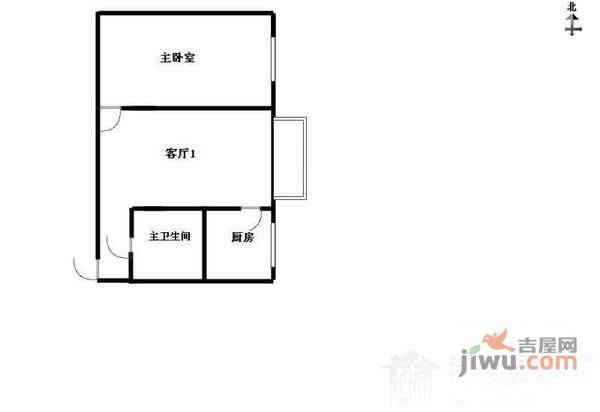 裕中西里1室1厅1卫56㎡户型图