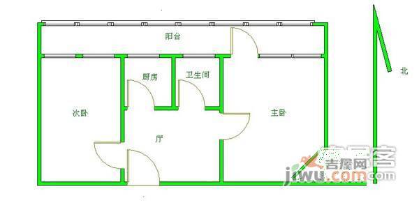 裕中西里2室1厅1卫73㎡户型图