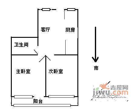 裕中西里2室1厅1卫73㎡户型图