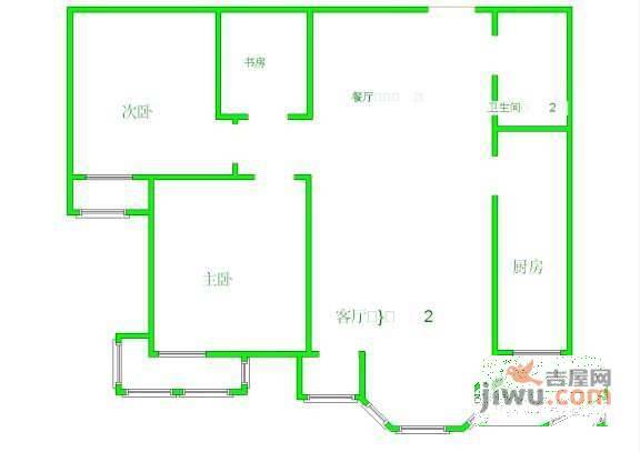 珠江帝景2室1厅1卫180㎡户型图