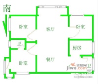 珠江帝景3室1厅1卫143㎡户型图