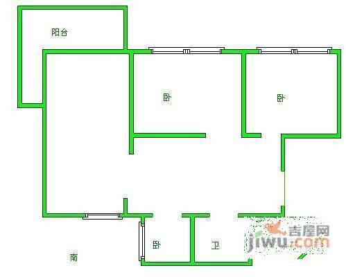 团结湖北口3室1厅1卫102㎡户型图