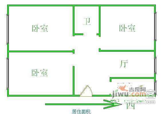 团结湖北口3室1厅1卫102㎡户型图