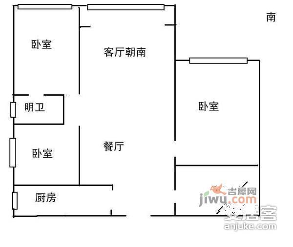 西马金润家园3室2厅2卫159㎡户型图