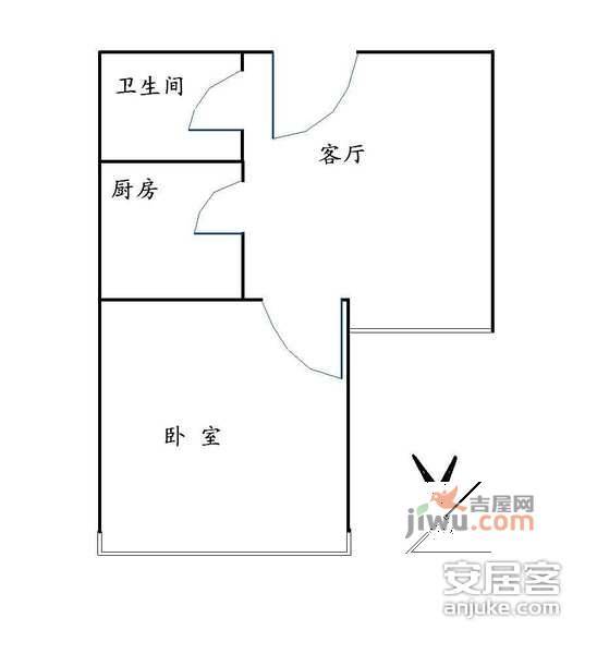 西马金润家园1室1厅1卫65㎡户型图