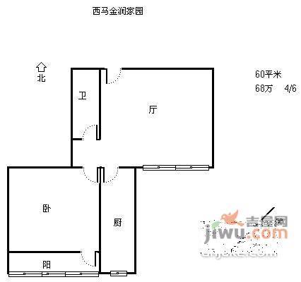 西马金润家园1室1厅1卫65㎡户型图