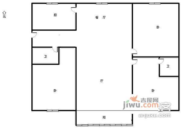 西马金润家园3室2厅2卫159㎡户型图