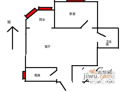 西马金润家园1室1厅1卫65㎡户型图