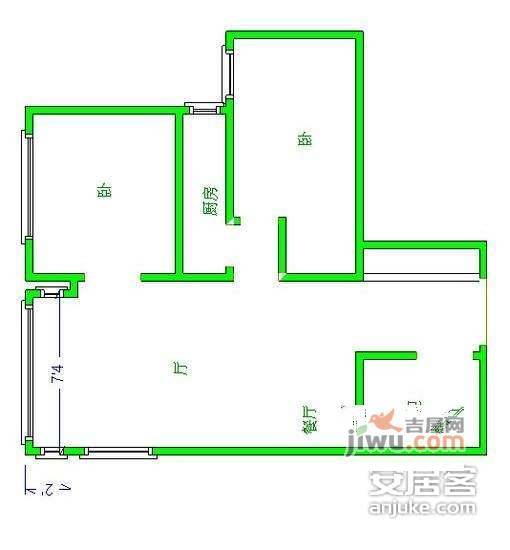 清友园2室2厅1卫112㎡户型图