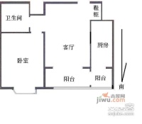 瑞丽江畔1室1厅1卫75㎡户型图