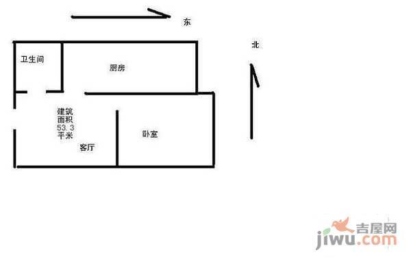 珠江峰景1室1厅1卫73㎡户型图