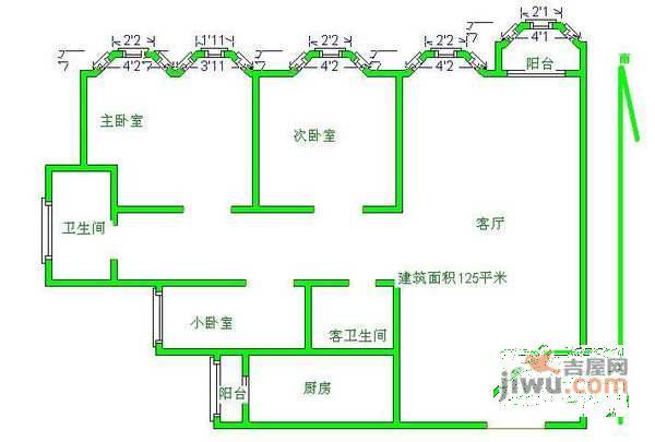珠江峰景3室1厅2卫147㎡户型图