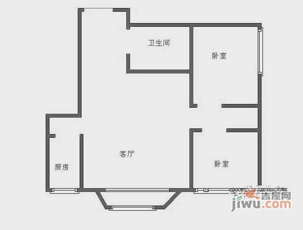 珠江峰景2室1厅1卫114㎡户型图