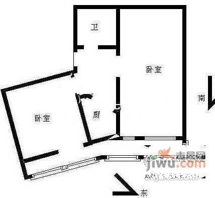 安华里社区1室1厅1卫53㎡户型图