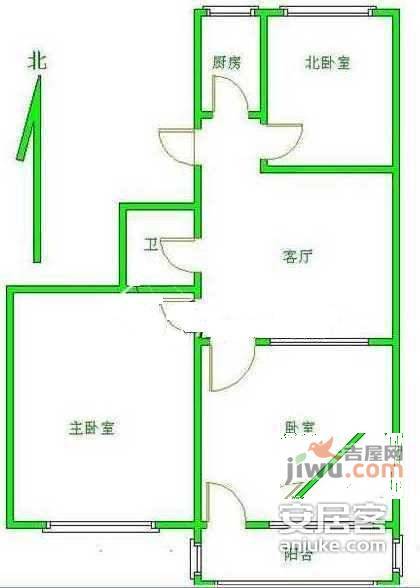 安华里社区3室1厅1卫85㎡户型图