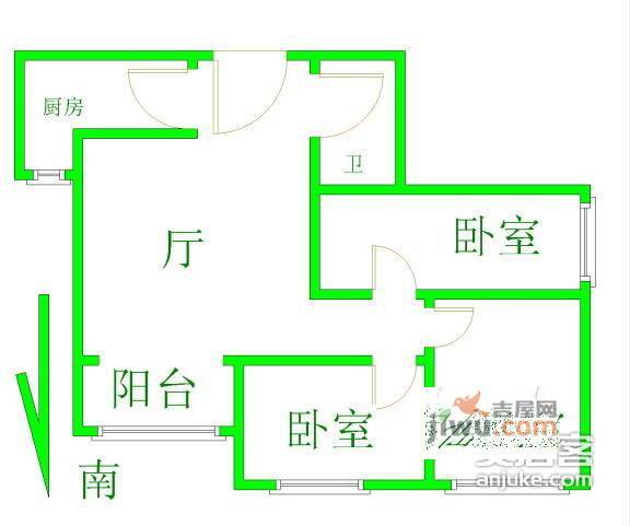 逸成东苑3室1厅1卫90㎡户型图