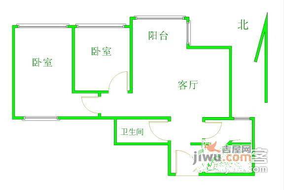 逸成东苑2室1厅1卫76㎡户型图