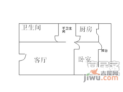 角门东里1室1厅1卫65㎡户型图