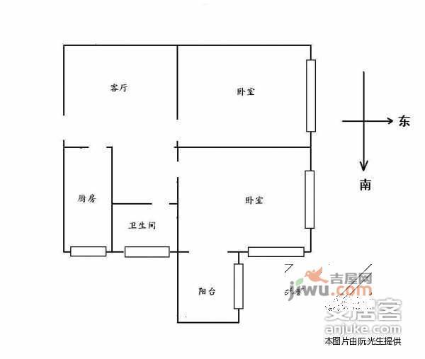 角门东里2室1厅1卫100㎡户型图