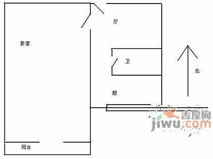 华威北里1室1厅1卫58㎡户型图