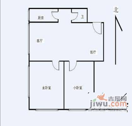 佳艺青年汇2室2厅1卫100㎡户型图