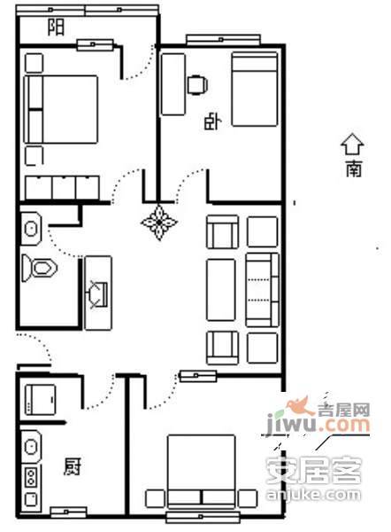 康家园小区3室1厅1卫112㎡户型图