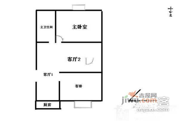 乐府江南2室1厅1卫110㎡户型图