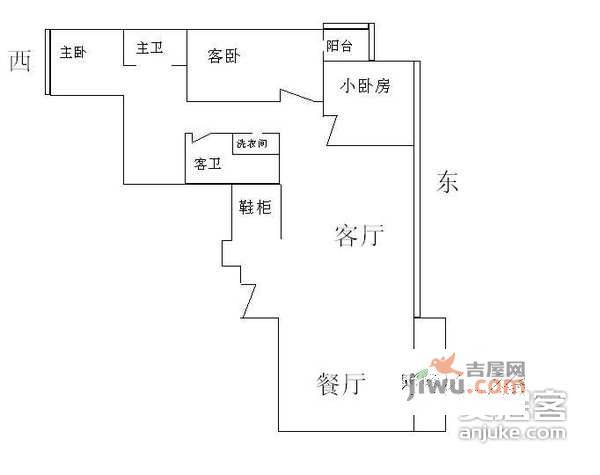 蓝堡国际公寓3室1厅2卫181㎡户型图