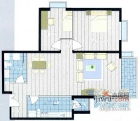 蓝堡国际公寓2室2厅1卫户型图