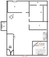 蓝堡国际公寓2室1厅2卫131㎡户型图