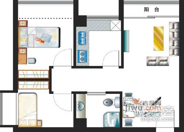 蓝堡国际公寓3室2厅2卫207㎡户型图