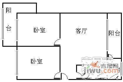 蓝堡国际公寓2室2厅1卫户型图