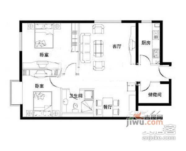 首创爱这城2室1厅1卫139㎡户型图