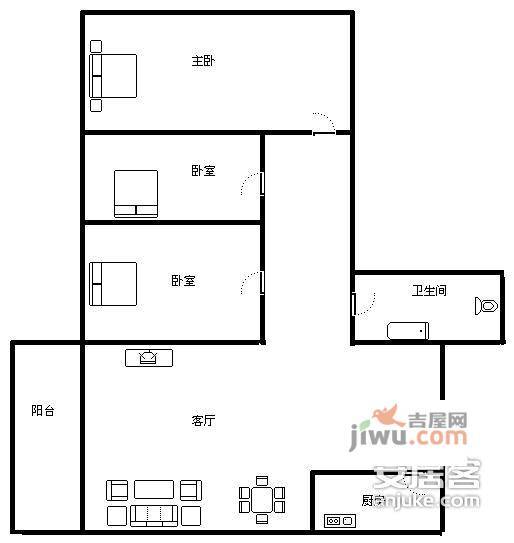 首创爱这城2室1厅1卫139㎡户型图