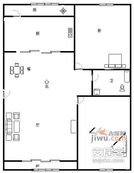 宝盛北里2室2厅1卫110㎡户型图