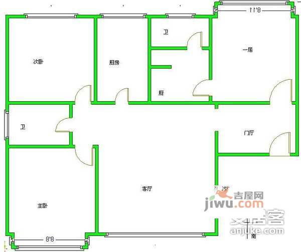 三环新城3室2厅2卫187㎡户型图