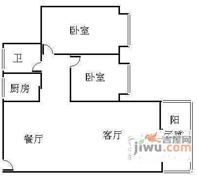 三环新城2室1厅1卫104㎡户型图