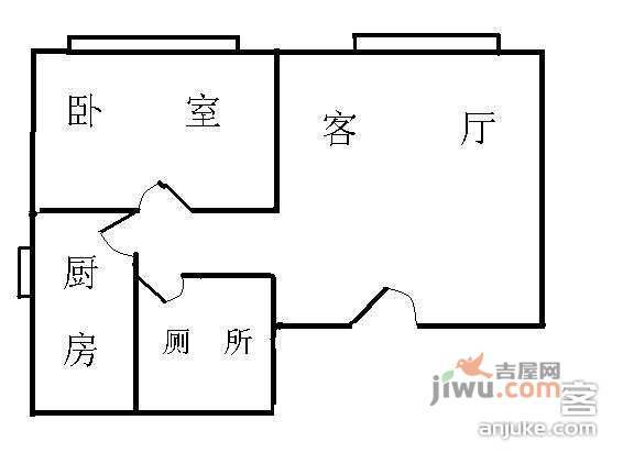 三环新城2室1厅1卫104㎡户型图