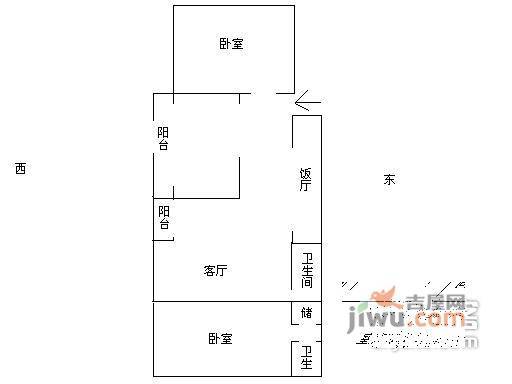 三环新城2室1厅2卫97㎡户型图