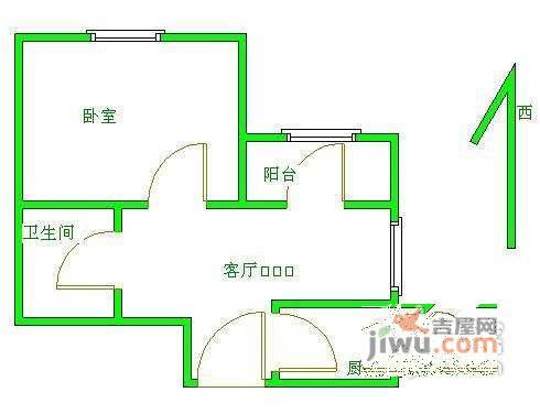 定慧东里1室1厅1卫51㎡户型图