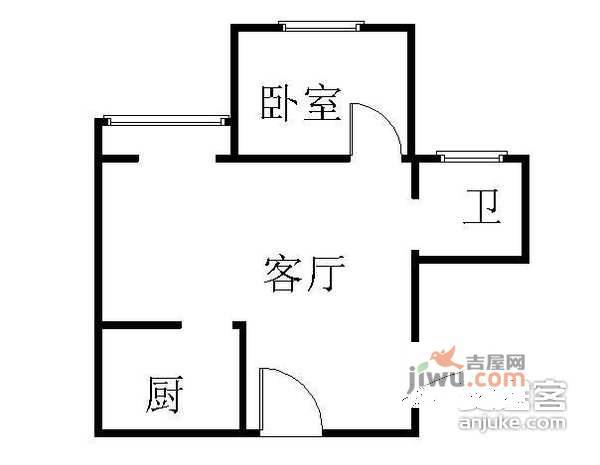 定慧东里1室1厅1卫51㎡户型图